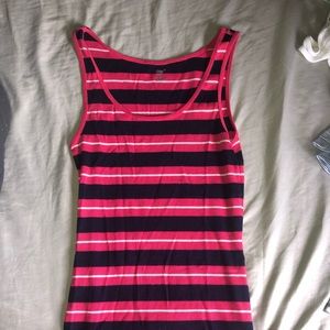 gap stretchy pink white and blue tank